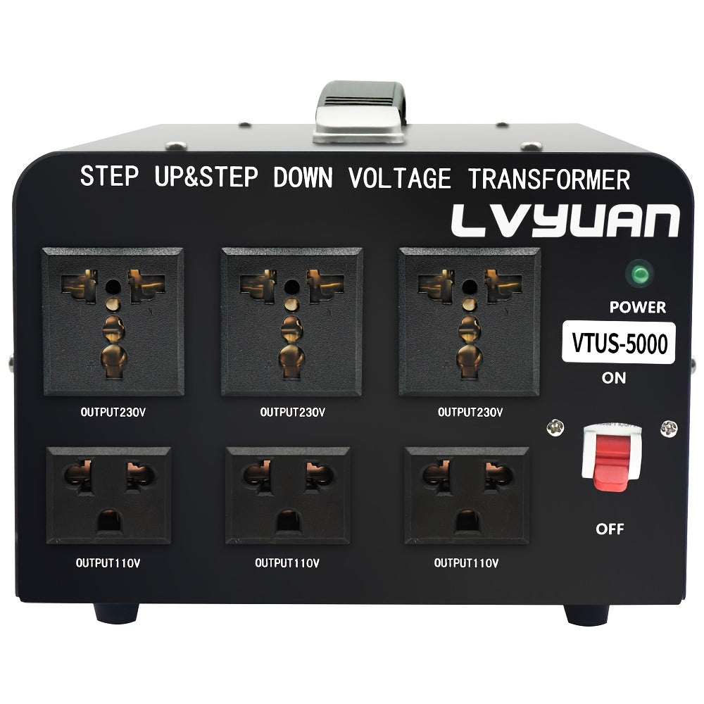 5000 Watt Voltage Converter Transformer Heavy Duty Step Up/Down AC 110V/120V/220V/240V Power Converter with 3 Universal Outlets Resettable Circuit Breaker Protection