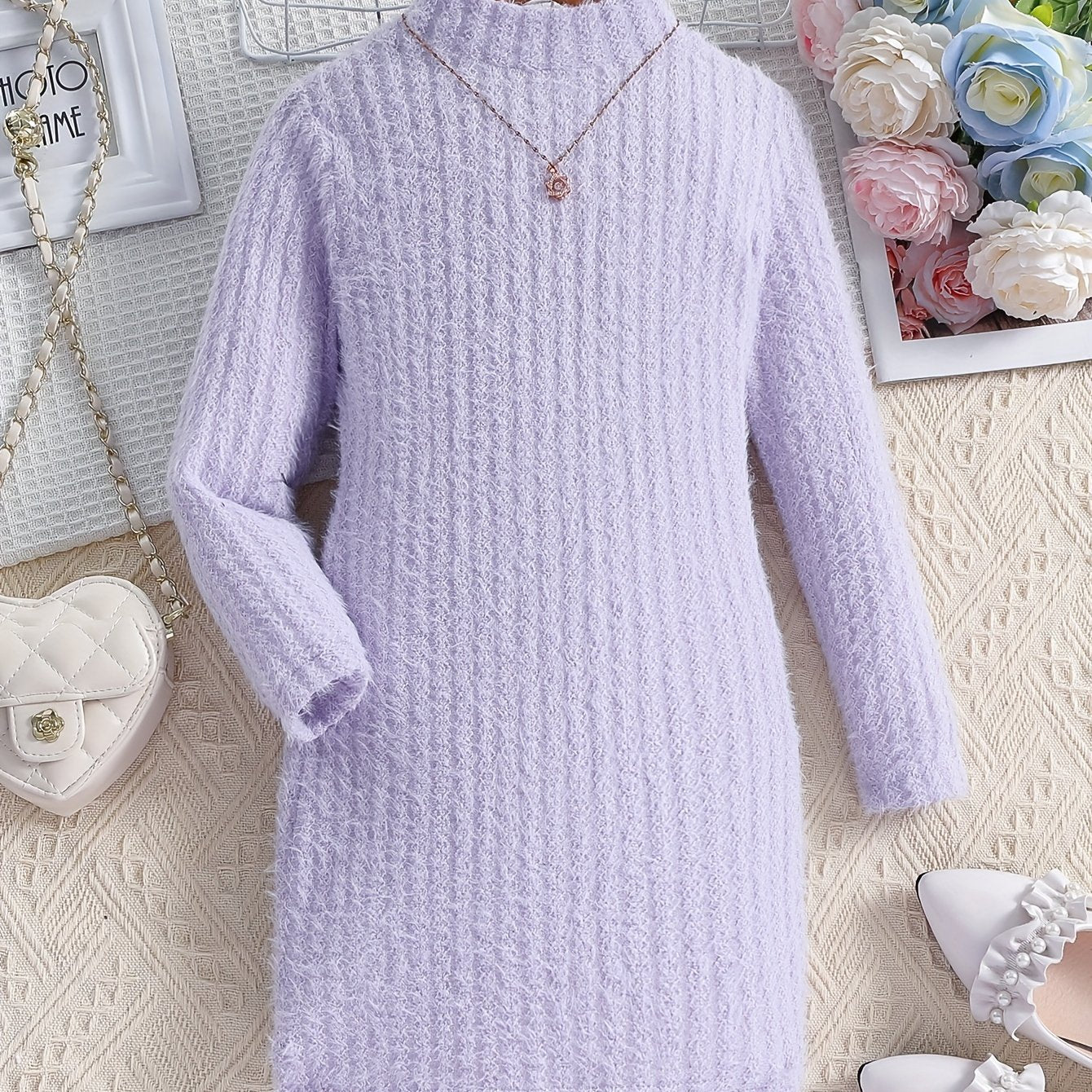 Elegant Solid Long Sleeve Dress, Comfy Warm, Fall Winter Party Dress - Hiccupzz