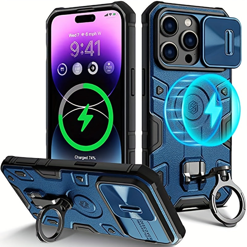 Wefor Case for iPhone 14 Pro Max Case with Stand, Slide Camera Cover, Military Grade Shockproof Portective Case Compatible with MagSafe Wireless Charger&Magnetic Car Mount Holder - Hiccupzz