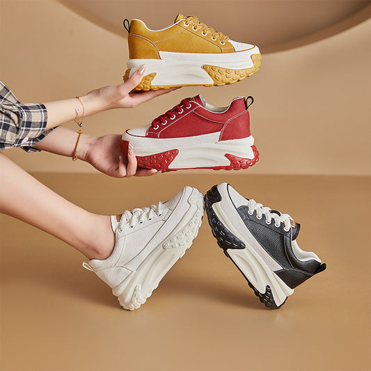 Women's White Shoes Lace Color Block - Hiccupzz