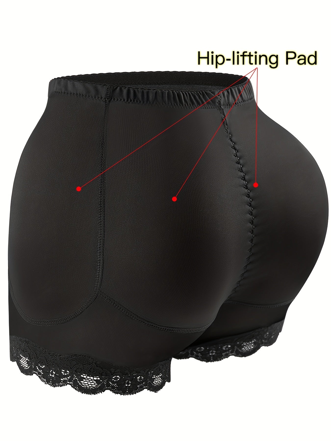 Comfortable Lace Trim Control Panties with Butt Lifting Pads - Women's Intimate Boyshorts for a Flattering Figure - Hiccupzz