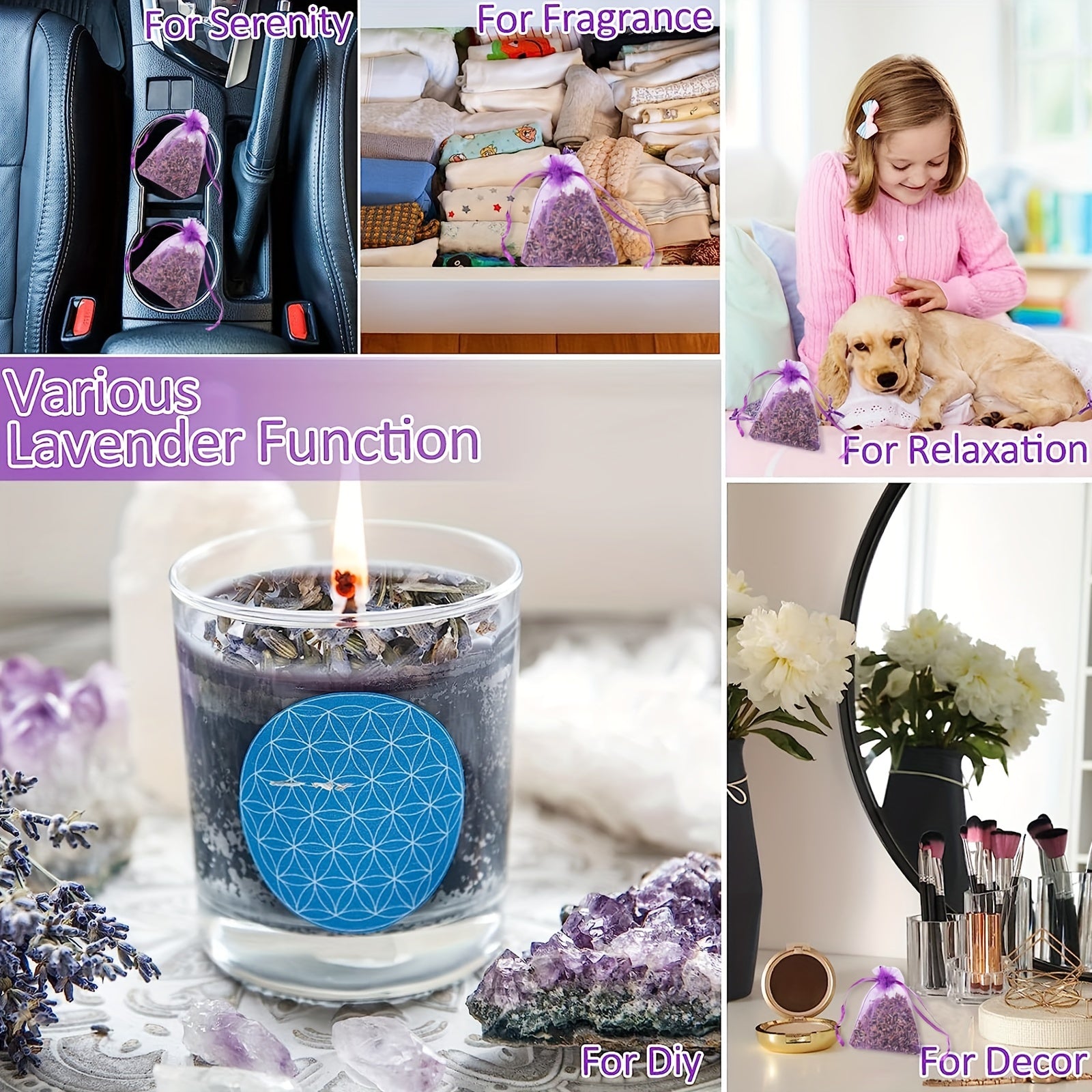 20pcs Avender Sachet, Bulk French Lavender Sachet, Suitable For Drawer Wardrobe Household Sachet, Dried Lavender Flower Gift, room Decor - Hiccupzz