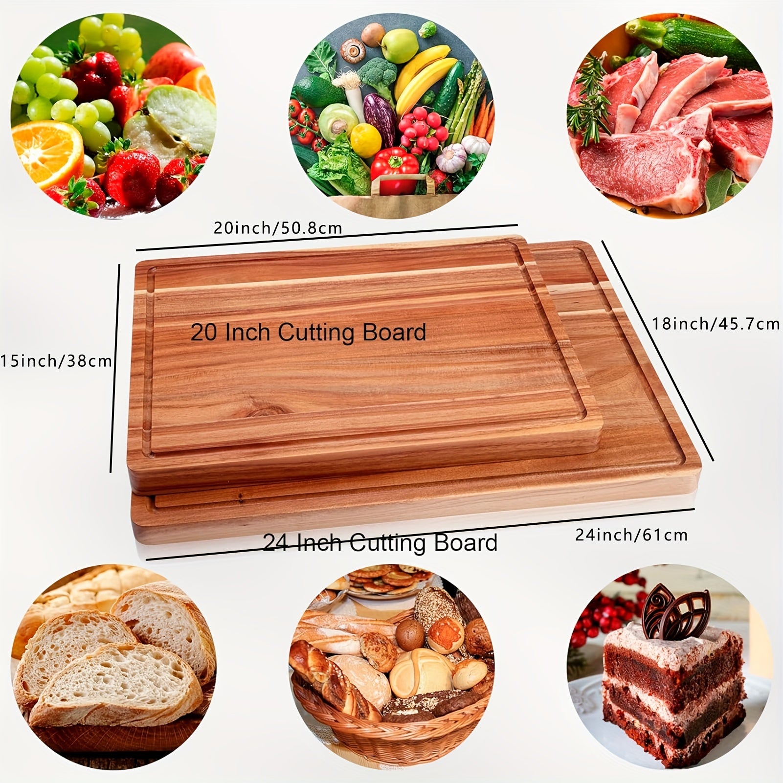 Acacia Cutting Board for Kitchen, XXL Extra Large - Hiccupzz