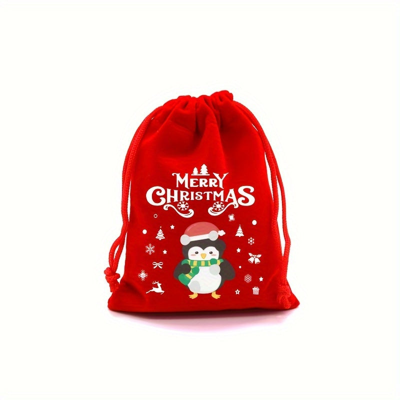Festive Red Velvet Goody Bags – Ideal for Christmas Party Favors or Jewelry Pouches - Hiccupzz