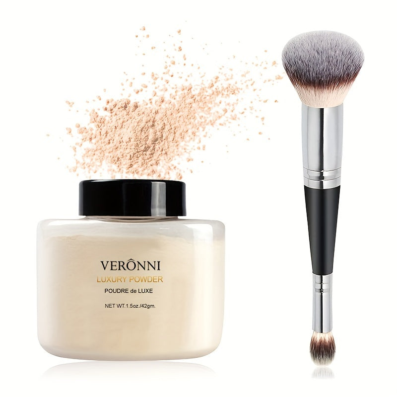 Shine-Free Matte Finishing Powder - Long-lasting & Lightweight Formula for Oil Control and Translucent Setting of Foundation Makeup with Brush Included - Hiccupzz
