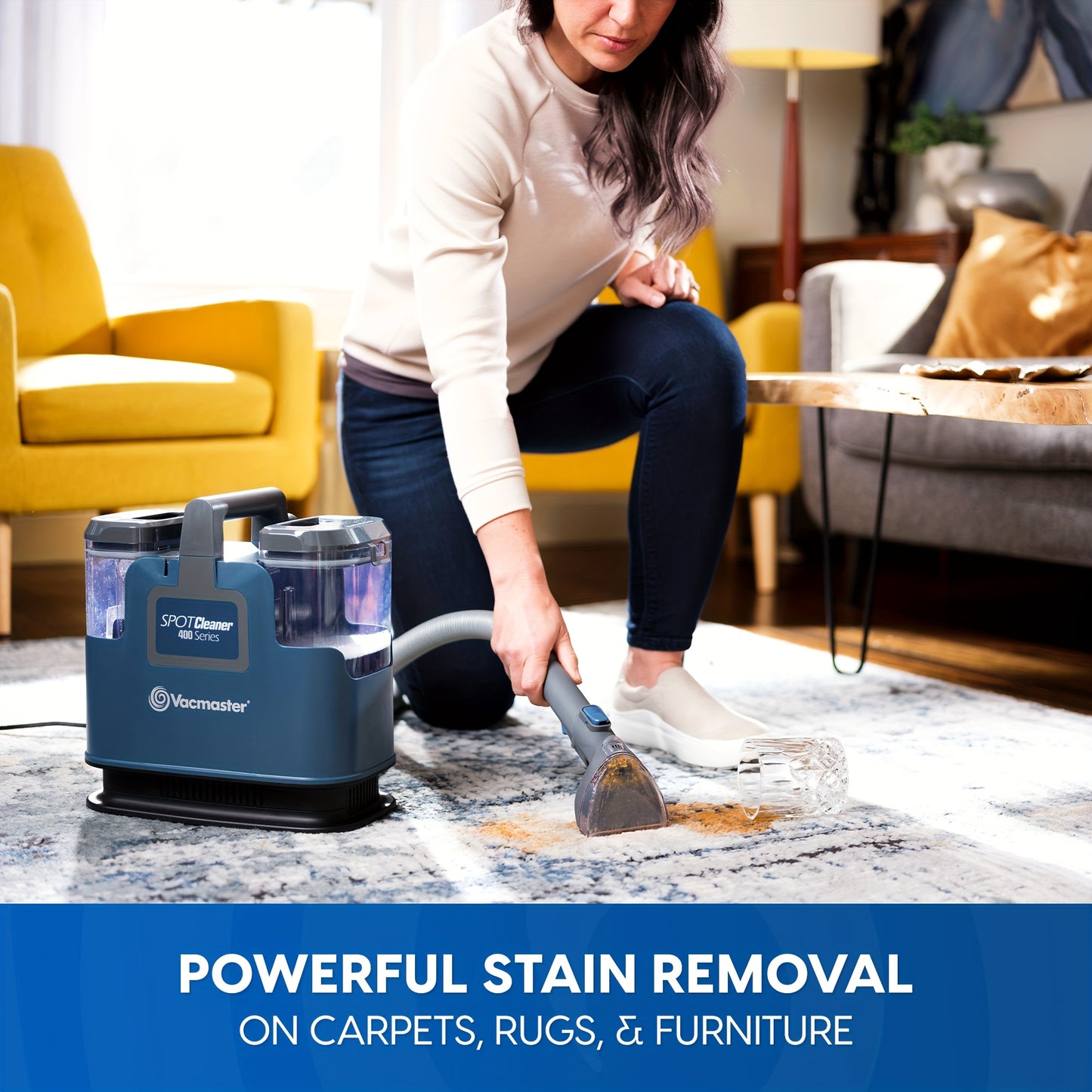 Vacmaster SCB301 400 Series Portable Spot Cleaner - 15Kpa Suction for Carpets, Upholstery, Pets & Rugs