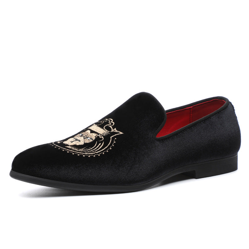 British Breathable Tods Casual Shoes Men's Trendy Embroidered Leather Shoes - Hiccupzz