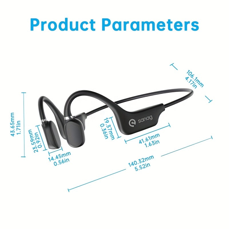 Sanag A5X Bone Conduction Wireless Sport Headphones - Waterproof, Open Ear Design, 3D Stereo Sound - Hiccupzz