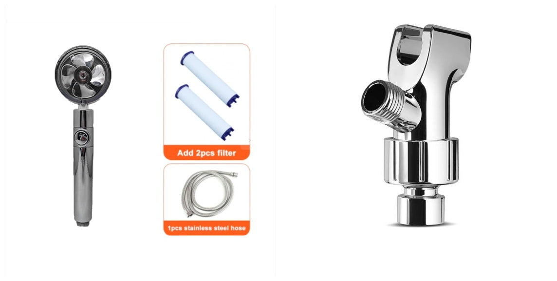 Shower Head Water flow 360 Degrees Rotating With Small Fan ABS Rain High Pressure Spray Nozzle Bathroom Accessories - Hiccupzz