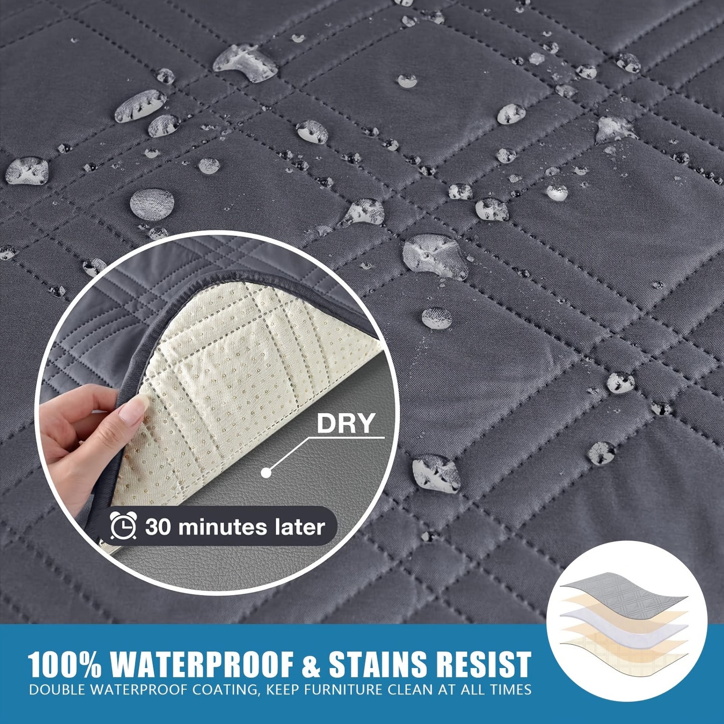 1 Pc Waterproof Recliner Chair Cover, Non-Slip, With Pocket, Washable, Furniture Protector for Pets, Easy Install & Care