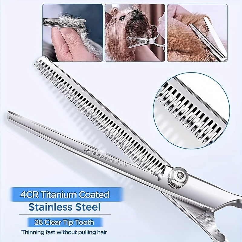 Dog Grooming Scissors Kit – Professional Pet Cleaning and Grooming Tool Set with Safety Round Tip Stainless Steel Shears for Dogs & Cats - Hiccupzz