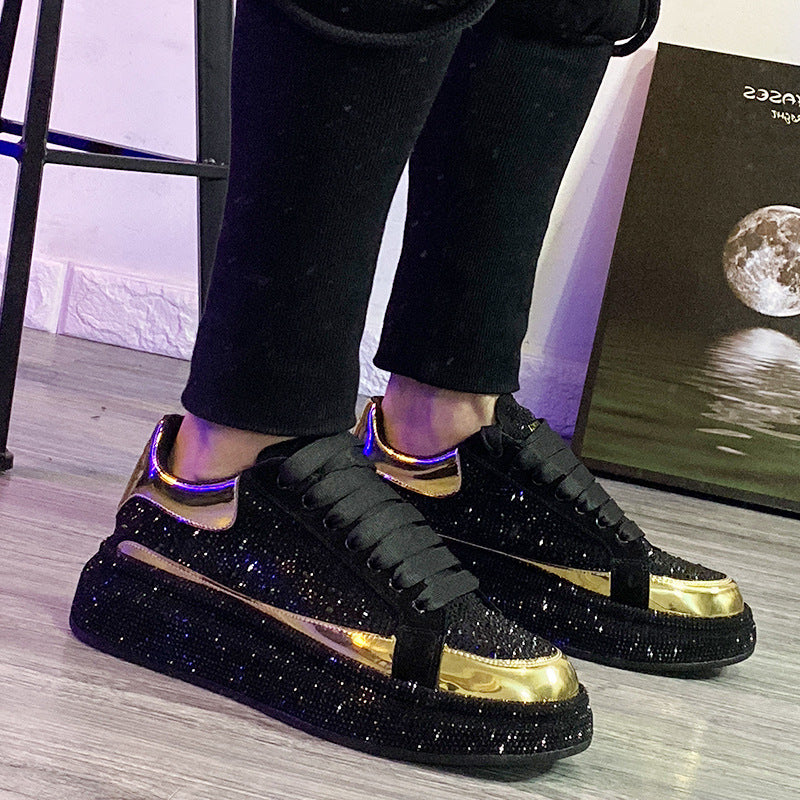 Elevated Casual Glossy Thick Soled Hot Diamond Men's Shoes - Hiccupzz