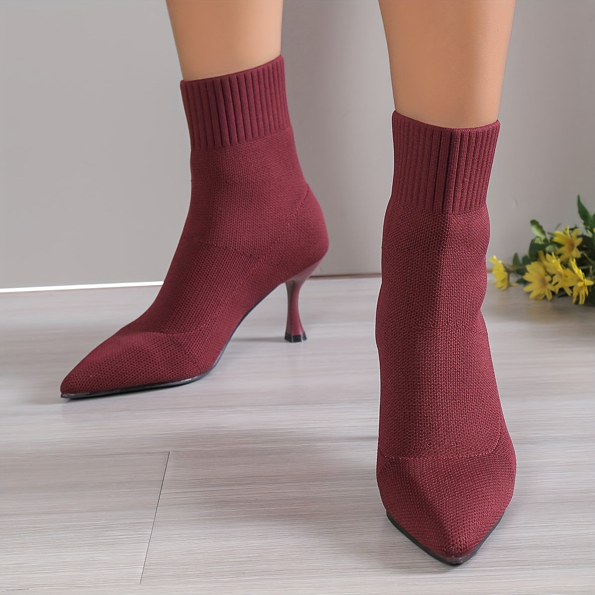 Women's Elegant Pointed Toe Ankle Boots - All-Season Slip-On Dress Boots with Stiletto Heel - Hiccupzz