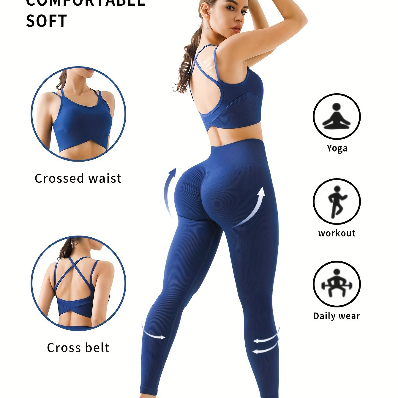 2pcs Women's Backless Sports Bra and Hip Lift Leggings Set - Perfect for Workouts and Running - Hiccupzz