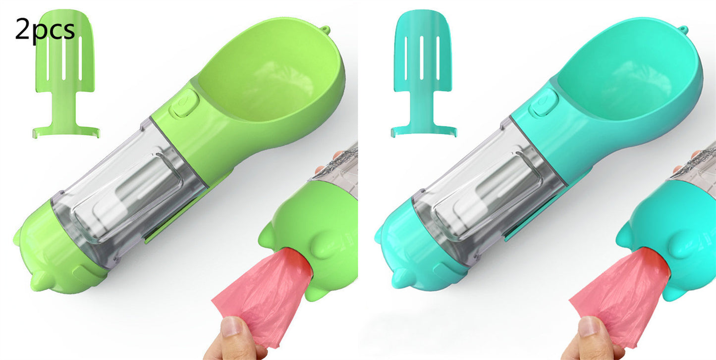Pet Water Bottle Feeder Bowl Garbage Bag Storage Portable Pet Outdoor Travel 3 In 1 Dog Water Bottle - Hiccupzz