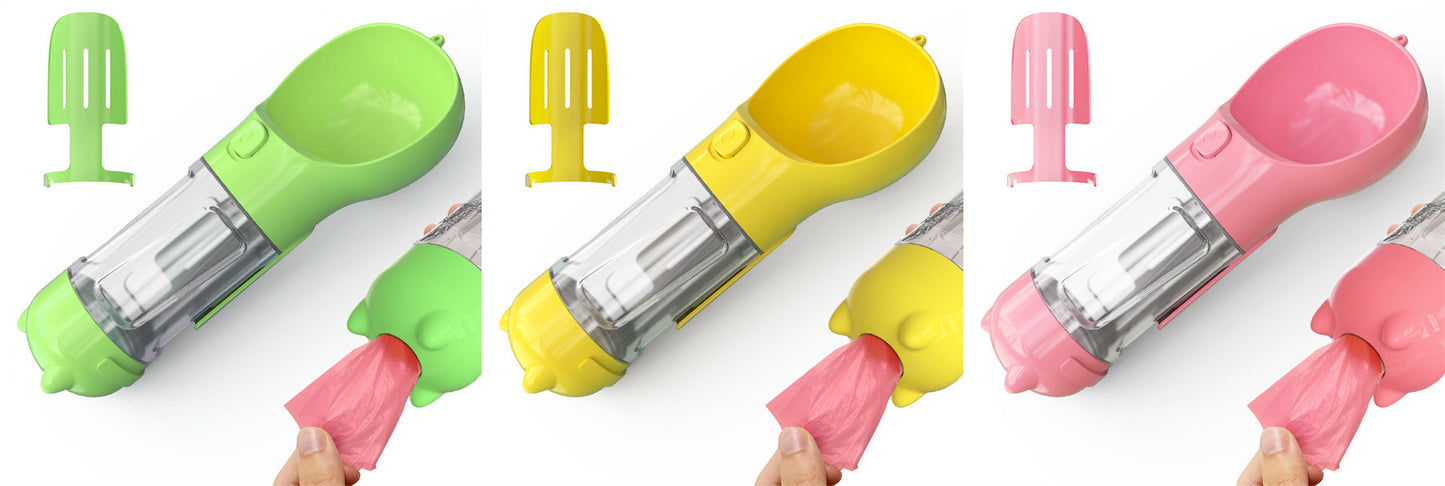 Pet Water Bottle Feeder Bowl Garbage Bag Storage Portable Pet Outdoor Travel 3 In 1 Dog Water Bottle - Hiccupzz