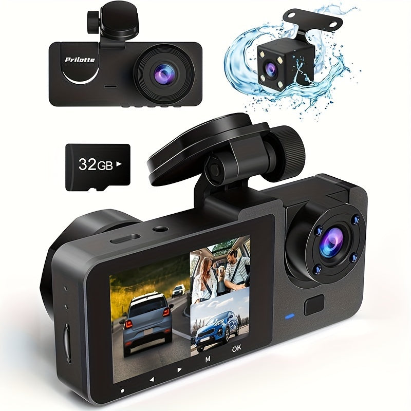 Dash Camera For Cars, 4K Full UHD Car Camera Front Rear With Free 32GB SD Card, Dashcams For Cars With Night Vision, 24 Hours Parking Mode, WDR, G-Sensor, Motion Detection - Hiccupzz