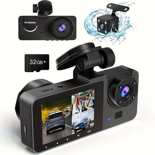 Dash Camera For Cars, 4K Full UHD Car Camera Front Rear With Free 32GB SD Card, Dashcams For Cars With Night Vision, 24 Hours Parking Mode, WDR, G-Sensor, Motion Detection - Hiccupzz