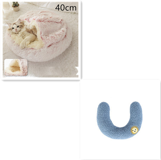 2 In 1 Dog And Cat Bed Pet Winter Bed Round Plush Warm Bed House Soft Long Plush Pets Bed Pet Products - Hiccupzz