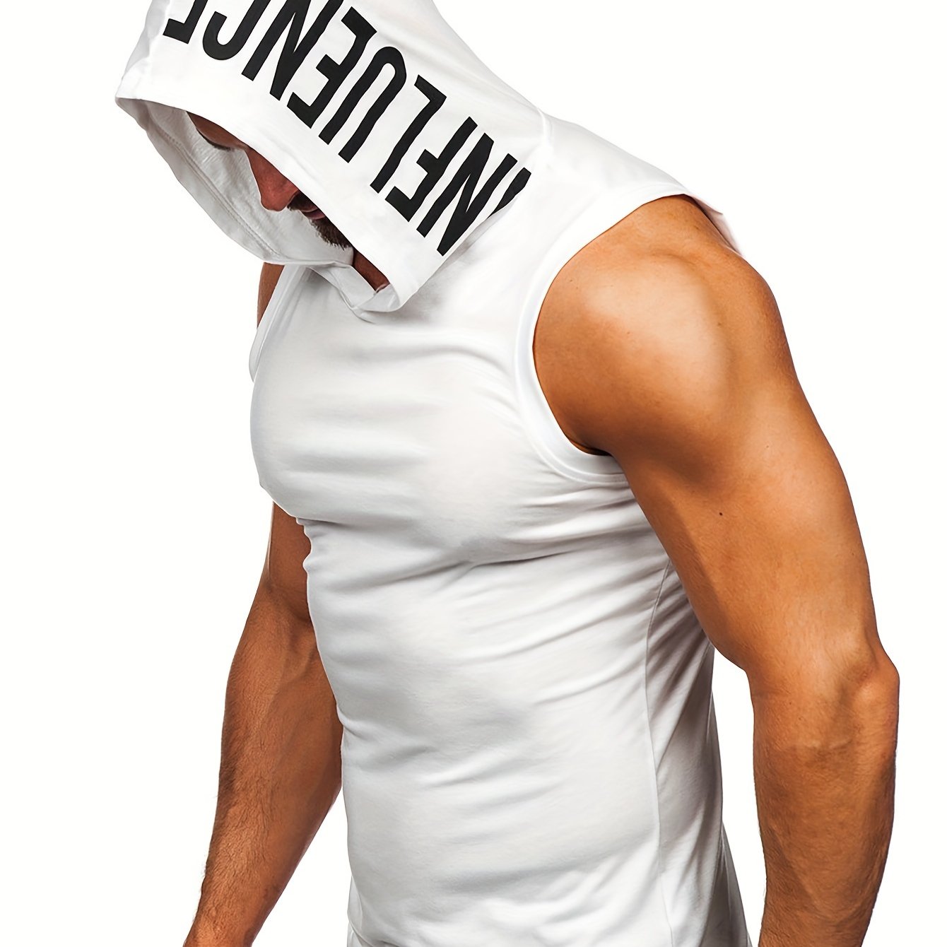 Men's Quick-Dry Hooded Tank Top with Letter Print - Moisture-Wicking Athletic Sleeveless Shirt for Gym & Running - Hiccupzz