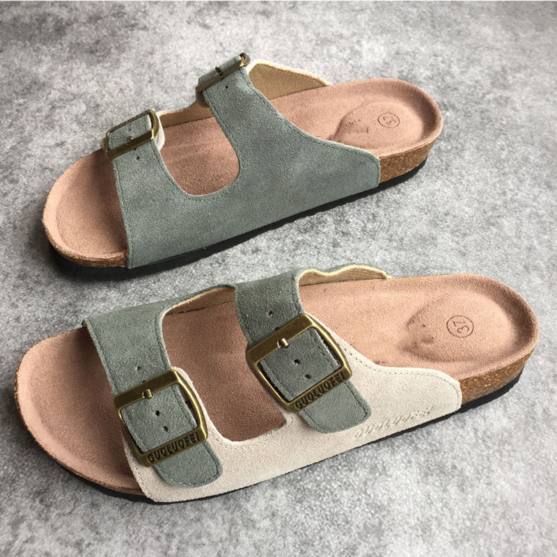 Genuine Leather Cork Slippers Women's Fashion - Hiccupzz
