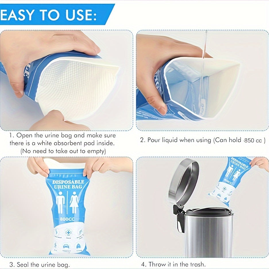 24 Pcs 850cc Disposable Urine Bags – Emergency Portable Urinal and Vomit Bags for Men & Women, Ideal for Camping, Traffic Jams, and Pregnant Women - Hiccupzz