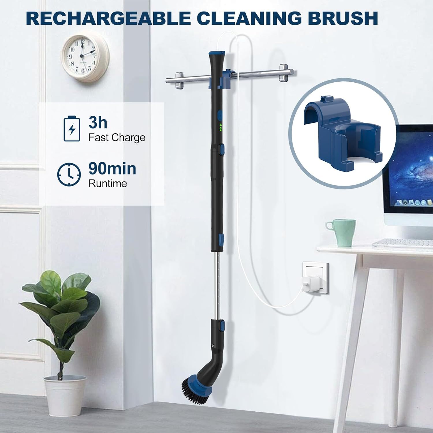 Electric Spin Scrubber, Cordless Cleaning Brush With 4 Replaceable Brush Heads And Adjustable Extension Handle Power Shower Scrubber For Bathroom, Kitchen, Tub, Tile, Floor - Hiccupzz