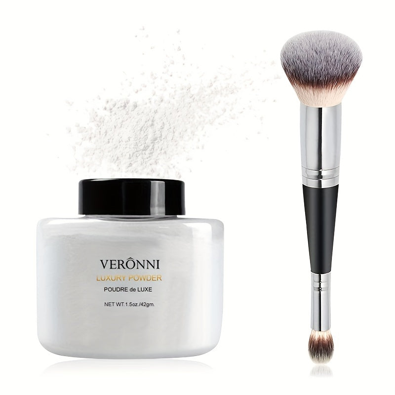 Shine-Free Matte Finishing Powder - Long-lasting & Lightweight Formula for Oil Control and Translucent Setting of Foundation Makeup with Brush Included - Hiccupzz