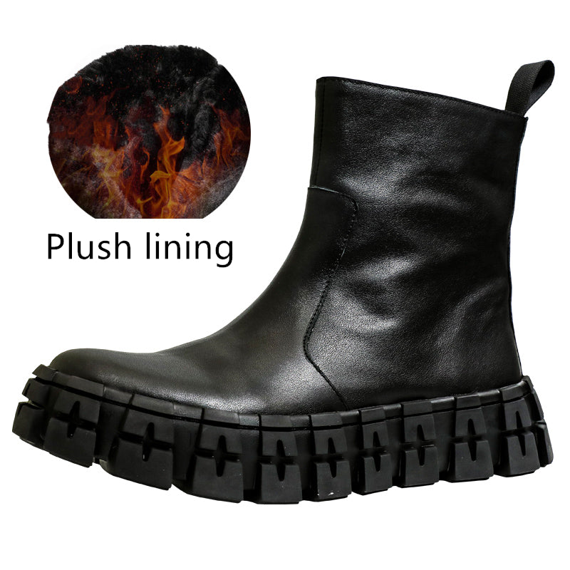 Thick Sole Mid Top Motorcycle Boots - Hiccupzz