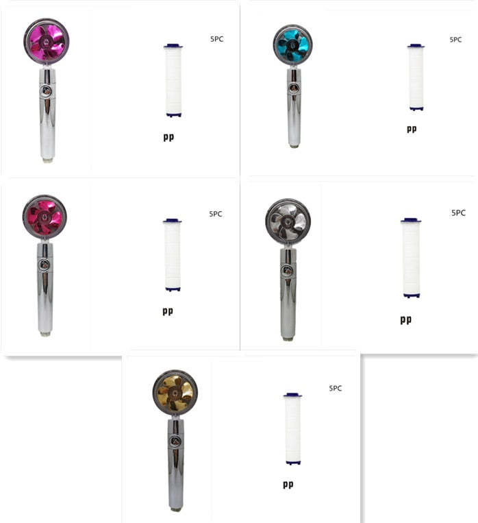 Shower Head Water flow 360 Degrees Rotating With Small Fan ABS Rain High Pressure Spray Nozzle Bathroom Accessories - Hiccupzz