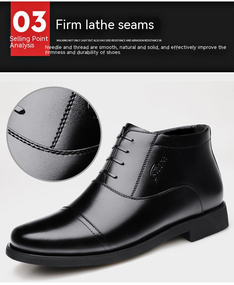 Winter Real Leather With Fleece Lining Men's Cotton Shoes - Hiccupzz