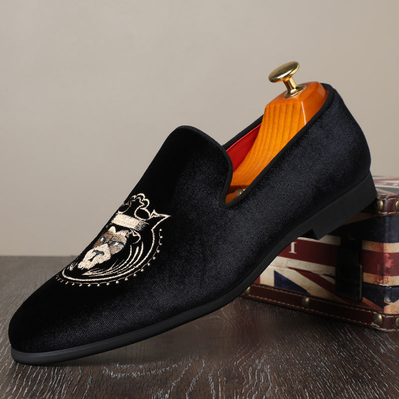 British Breathable Tods Casual Shoes Men's Trendy Embroidered Leather Shoes - Hiccupzz