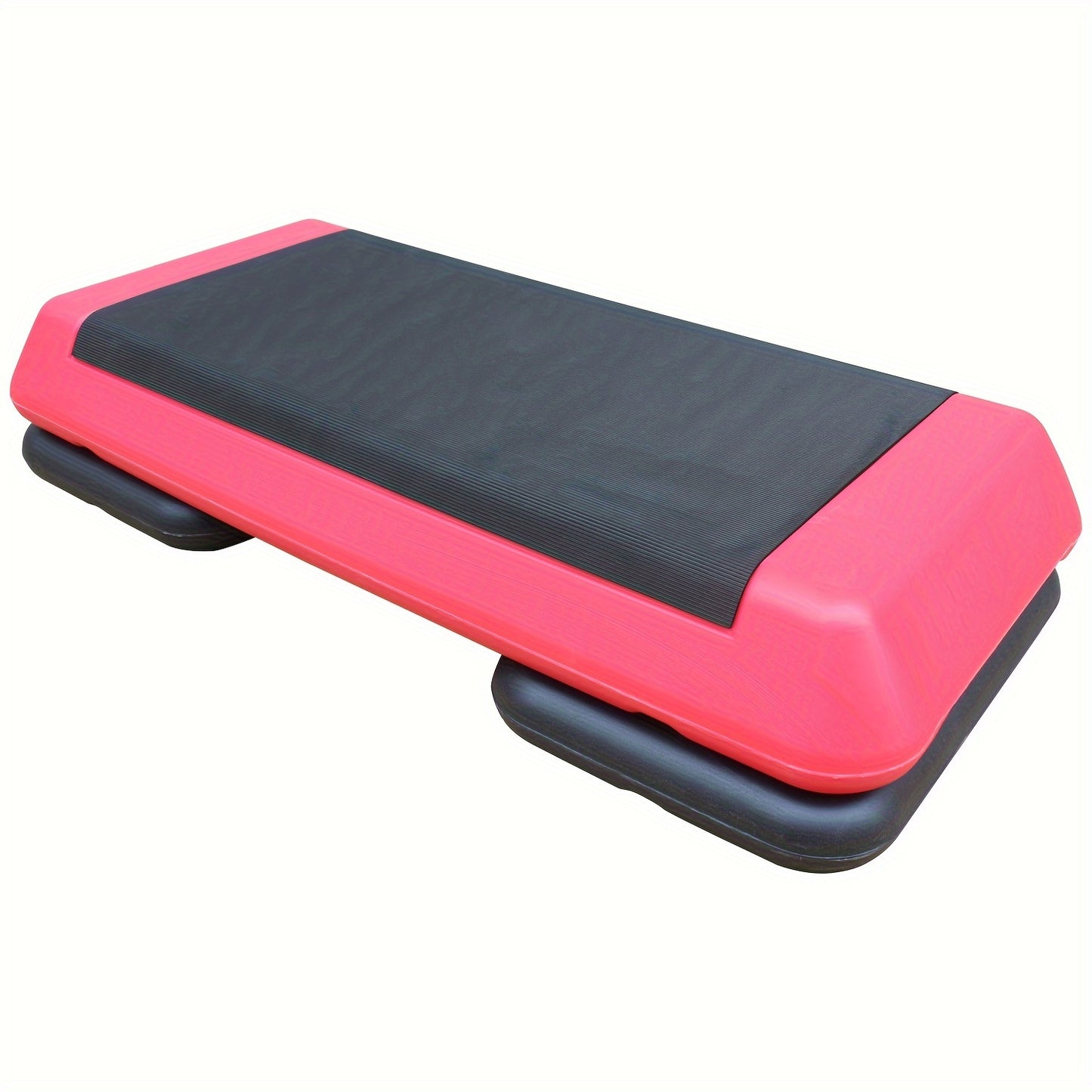 Adjustable Workout Aerobic Stepper in Fitness & Exercise Step Platform Trainer Red Black with 2/4 Risers - Hiccupzz