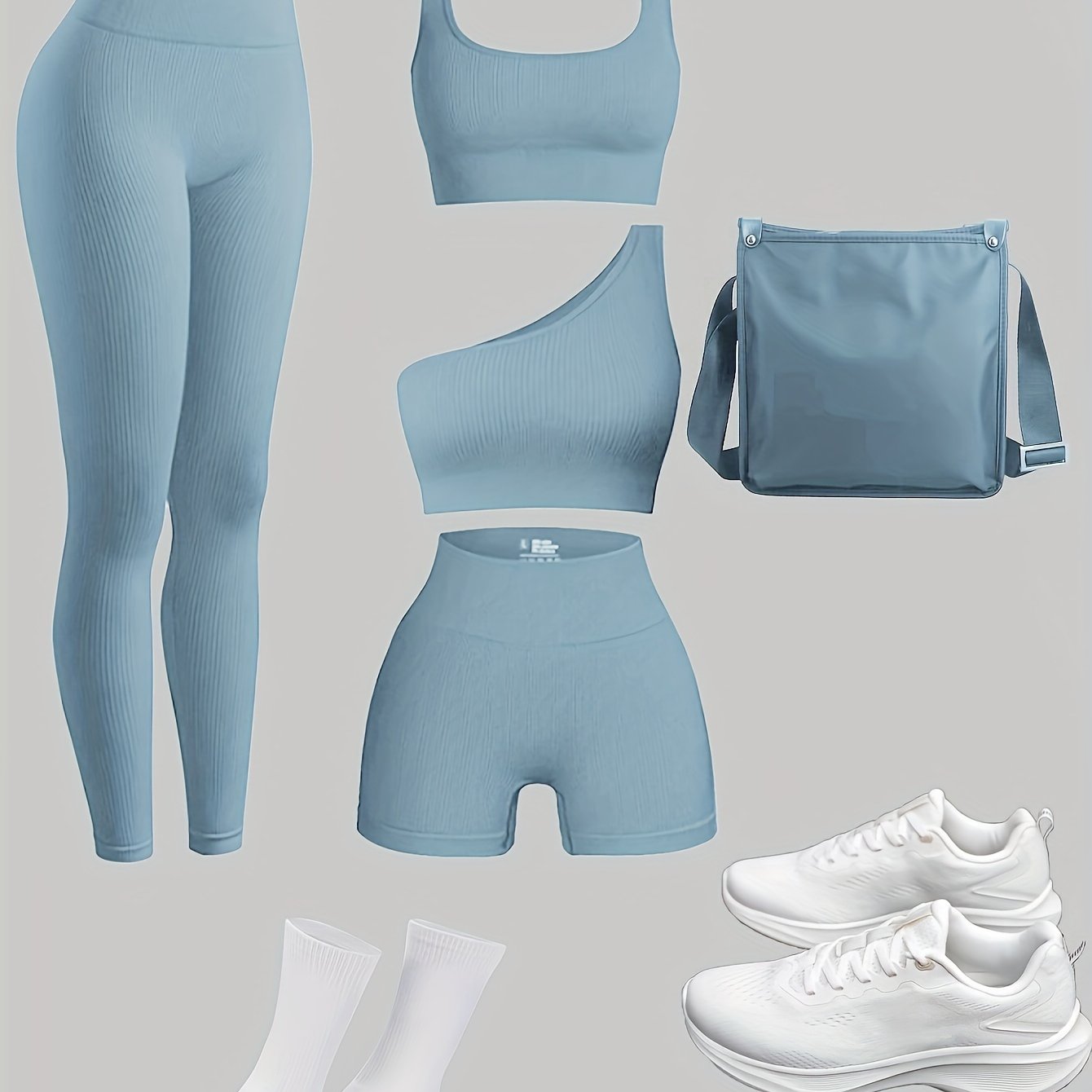 Women's 4-Piece Yoga Set, Sport Athletic Leggings, Sports Bra, Shorts, Fitness Gear For Gym And Outdoor Exercise (without Accesories) - Hiccupzz