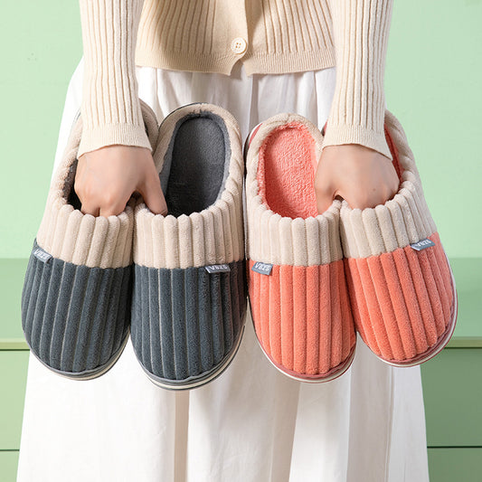 Unisex Winter Slippers Corduroy Shoes Couples Bedroom Slippers Women Men - Hiccupzz