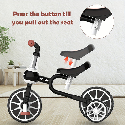 3-in-1 Kids Tricycles for 1-4 Years, Detachable Pedal & Training Wheels, Baby Balance Bike