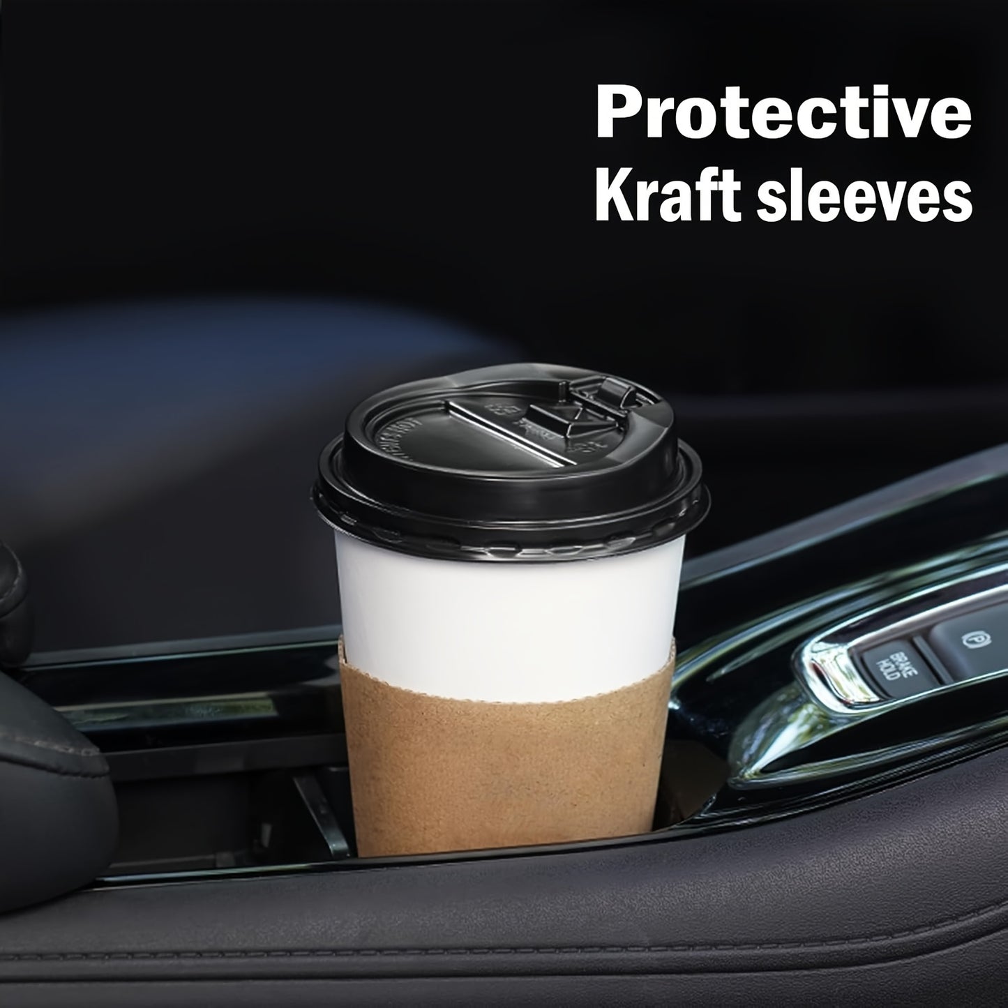 50-Pack Disposable Coffee Cups with Lids & Sleeves - 12/16 oz Eco-Friendly White Paper Cups, Black Lids for Hot Drinks, Tea, or Chocolate - Hiccupzz