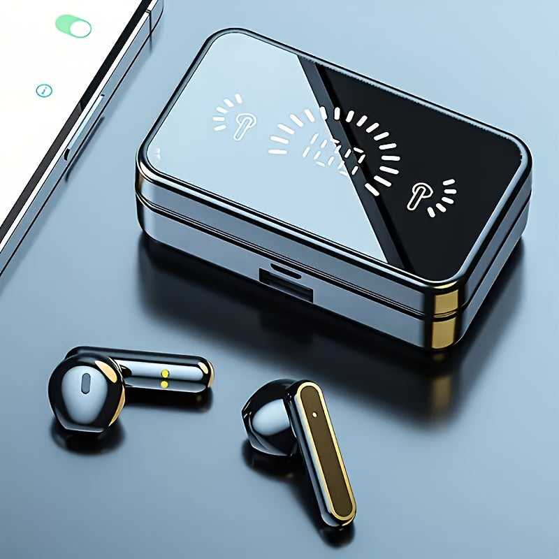 Long Working time, New Three-screen Intelligent Digital Display Power Wireless Earphones, High-end Fashionable Mirror Earphones, Mobile Phone Emergency Charging, Sports Game Music Headset - Hiccupzz
