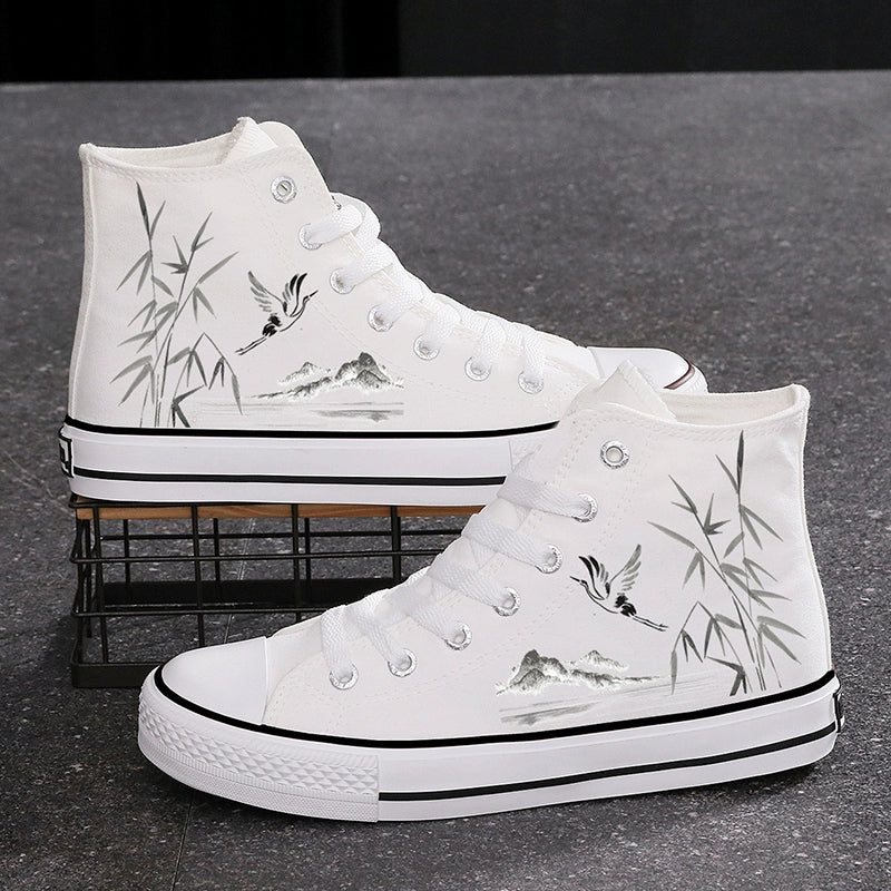 High-top Canvas Shoes Chinese Style National Fashion Ink Bamboo Leisure Couple Sneakers - Hiccupzz