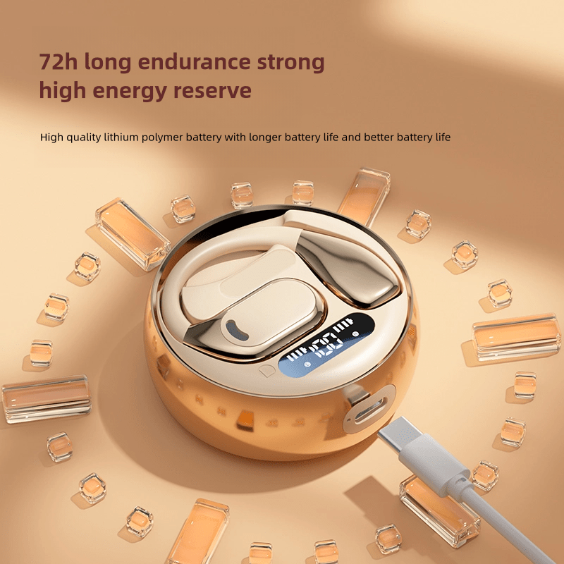 New Wireless Earphone New Open Air Conduction Earbuds Small Round Design Non In Ear Long Standby Headphone HIFI Sound Earhook - Hiccupzz