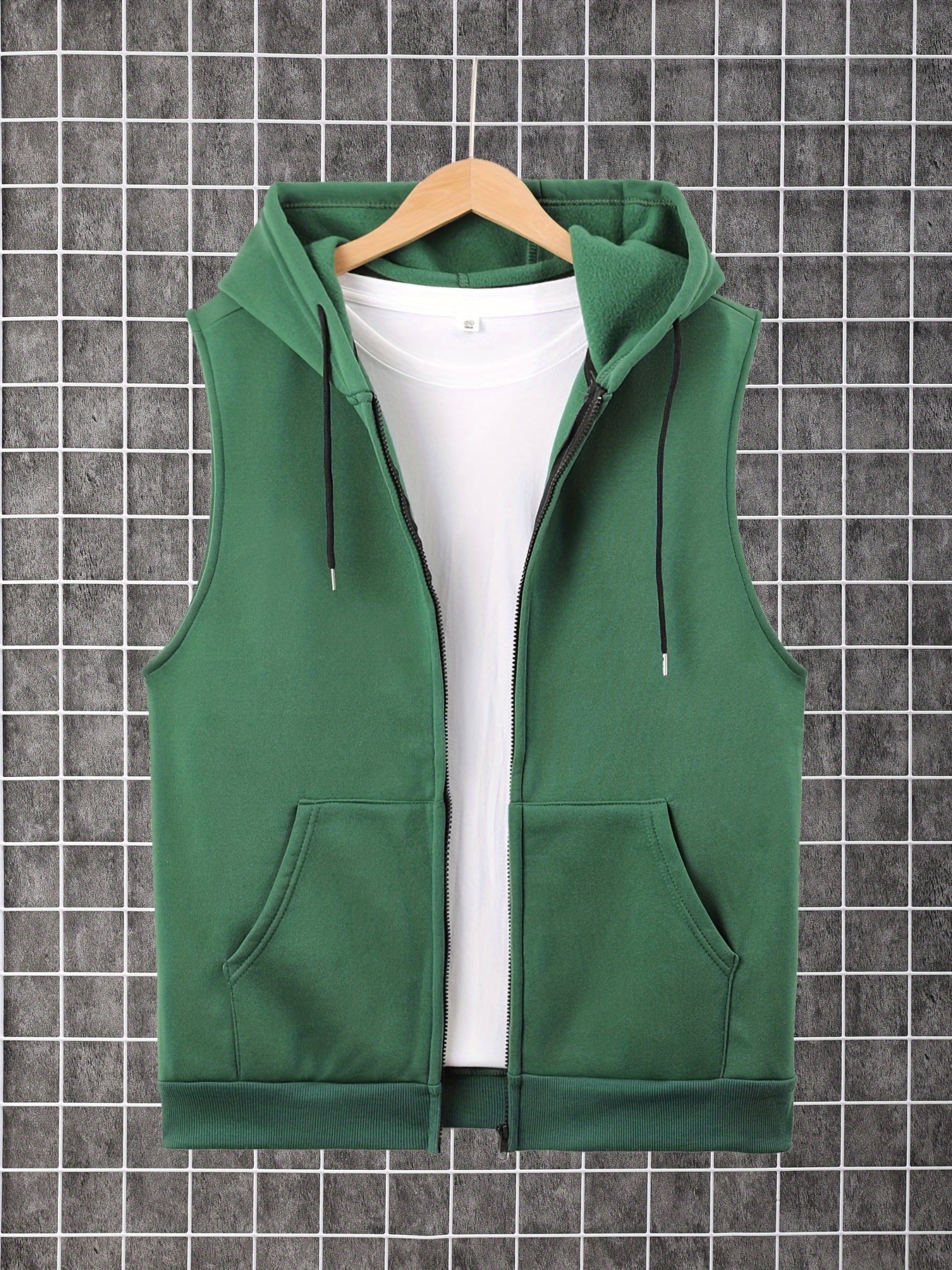 Men's Sleeveless Zip-Up Hoodie Vest with Pocket, Casual Outdoor Activewear - Hiccupzz