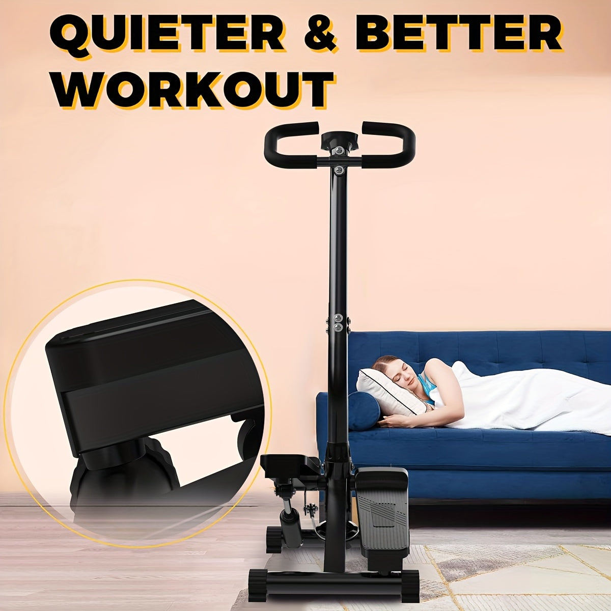Stair stepper with handle - Mini stepper with 300 lb load capacity, hydraulic fitness stepper with LCD display - Hiccupzz