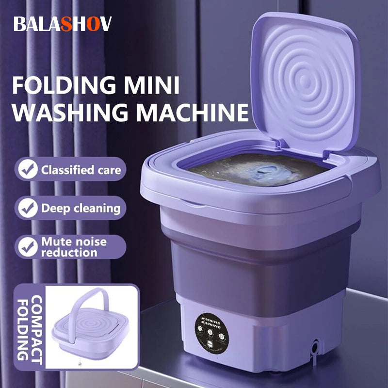 8L Portable Small Foldable Washing Machine with Spin Dryer For Socks Underwear Panties Washer Household Mini Washing Machine - Hiccupzz