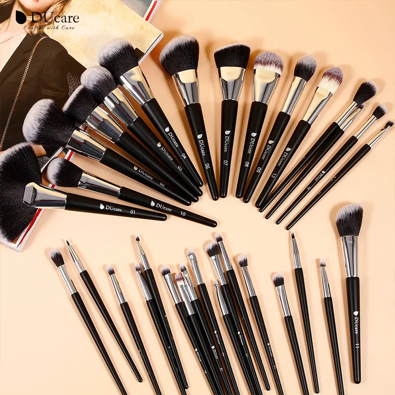 DUcare Professional Makeup Brush Set 10-32Pc Brushes Makeup Kit Synthetic Hair Foundation Power Eyeshadows Blending Beauty Tools - Hiccupzz