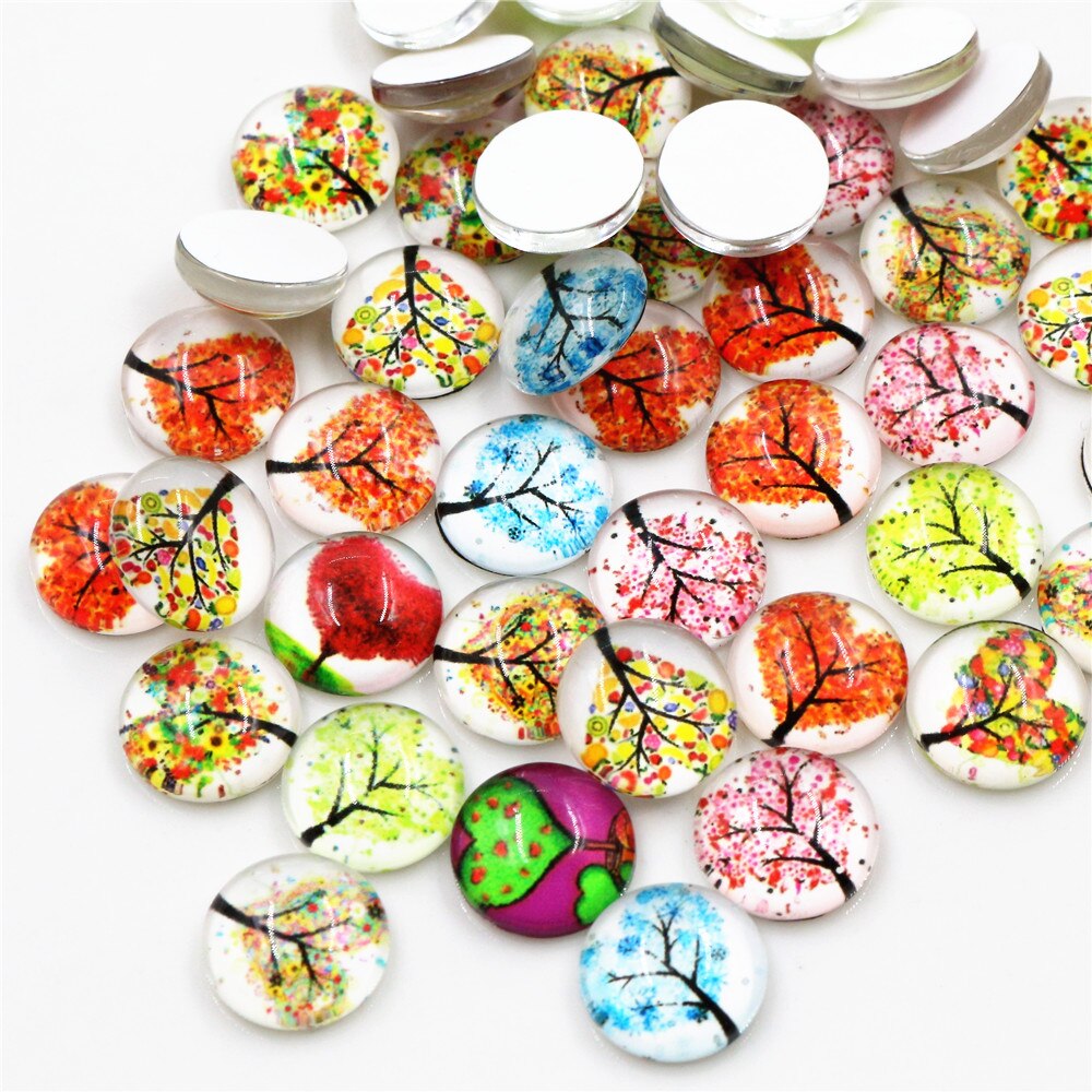 50pcs/Lot 12mm Colorful Fashion New Photo Glass Cabochons For Bracelet earrings necklace Bases Settings - Hiccupzz
