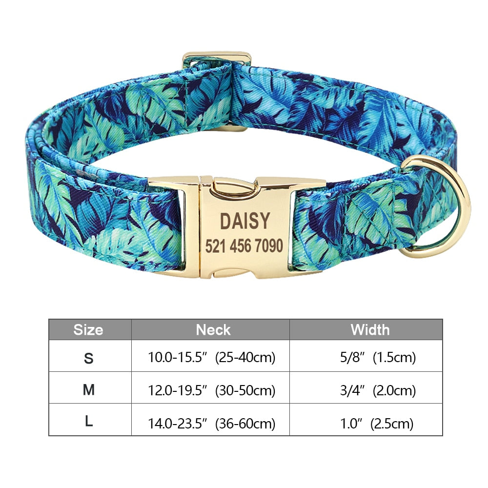 Personalized Dog Accessories Collar Nylon Printed Pet Puppy Collar Dog ID Collars Free Engraved ID for Small Medium Large Dogs - Hiccupzz