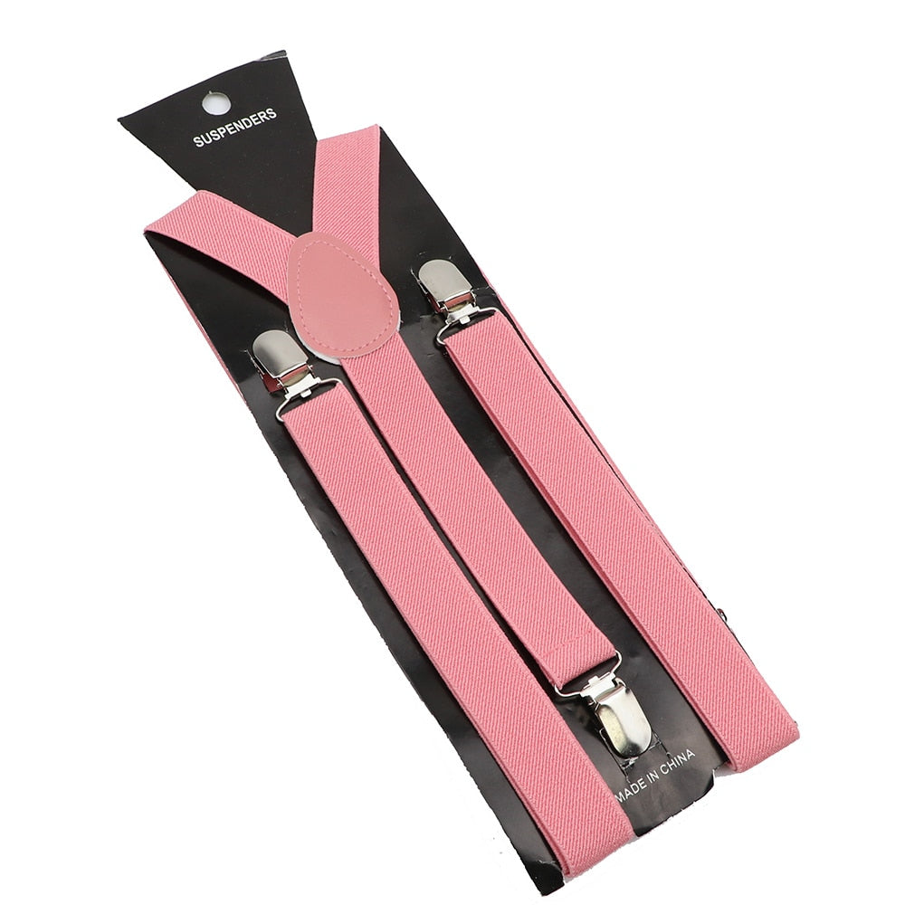 Solid Color Elastic Leather Suspenders Braces Men Women Black Blue Red Adjustable Straps For Wedding Suit Skirt Accessories Gift - Hiccupzz