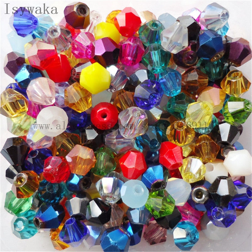 Multicolor 100pcs 4mm Bicone Austria Crystal Beads for DIY Jewelry Making - Hiccupzz