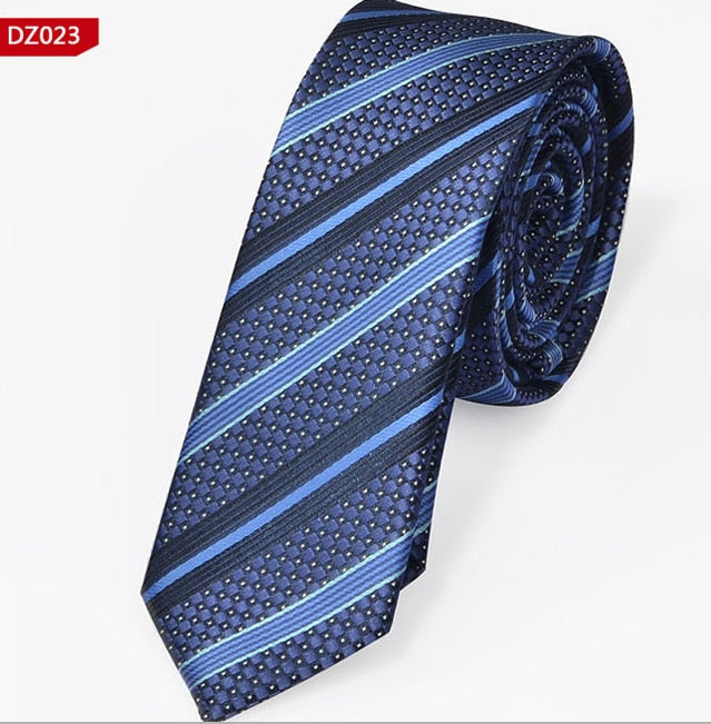New Men's Casual Slim Ties Classic Polyester Woven Party Neckties Fashion Plaid Dots Man Neck Tie For Wedding Business Male Tie - Hiccupzz