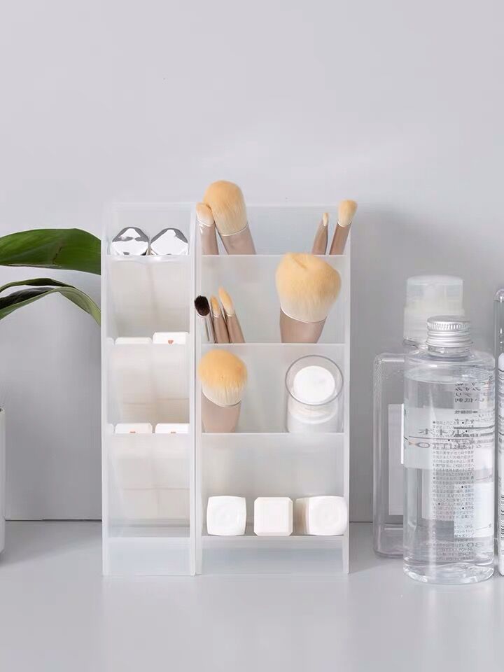 Creative Multifunctional 4 Grid Desktop Organizer Pen Holder Makeup Storage Box School Office Accessories Stationery - Hiccupzz
